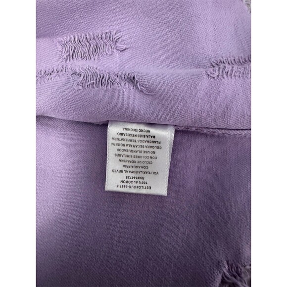 American Bazi Shacket Jacket Womens M Lavender Distressed Frayed Snap - Picture 4 of 7